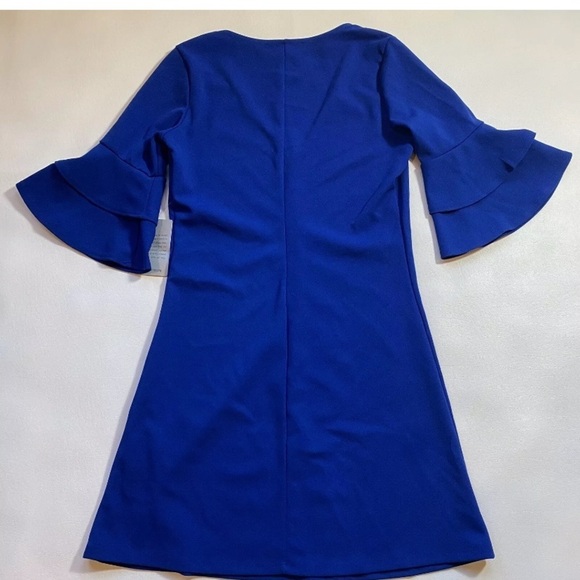 NWT Nordstrom Vanity Room Layered Bell Sleeve V Neck Royal Blue A-Line Dress - Picture 3 of 9